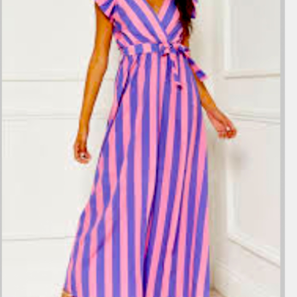 Purple maxi striped dress